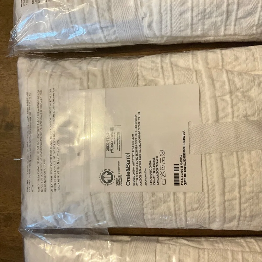 Set of 4 White Organic Cotton Euro Shams - Crate & Barrel